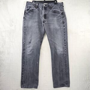 Levis 501 Jeans Mens 38x34 (Fits 34x30) Black Distressed Button Fly Faded Y2K
